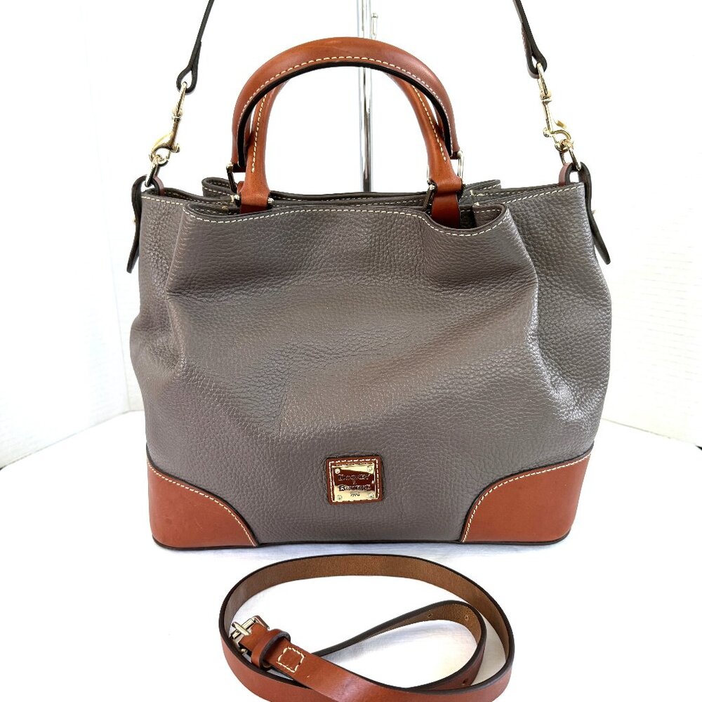 Dooney & Bourke BRENNA Elephant Gray Pebbled Leather Satchel Shoulder Bag